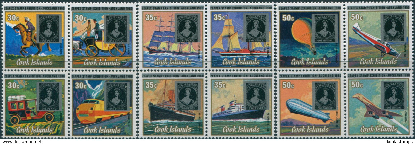 Cook Islands 1980 SG687-698 Zeapex Stamp Exhibition Set MNH - Cook