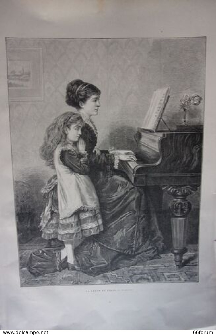 Gravure 1886 D' Apres Oeuvre De Kilburne La Leçon De Piano - Andere & Zonder Classificatie