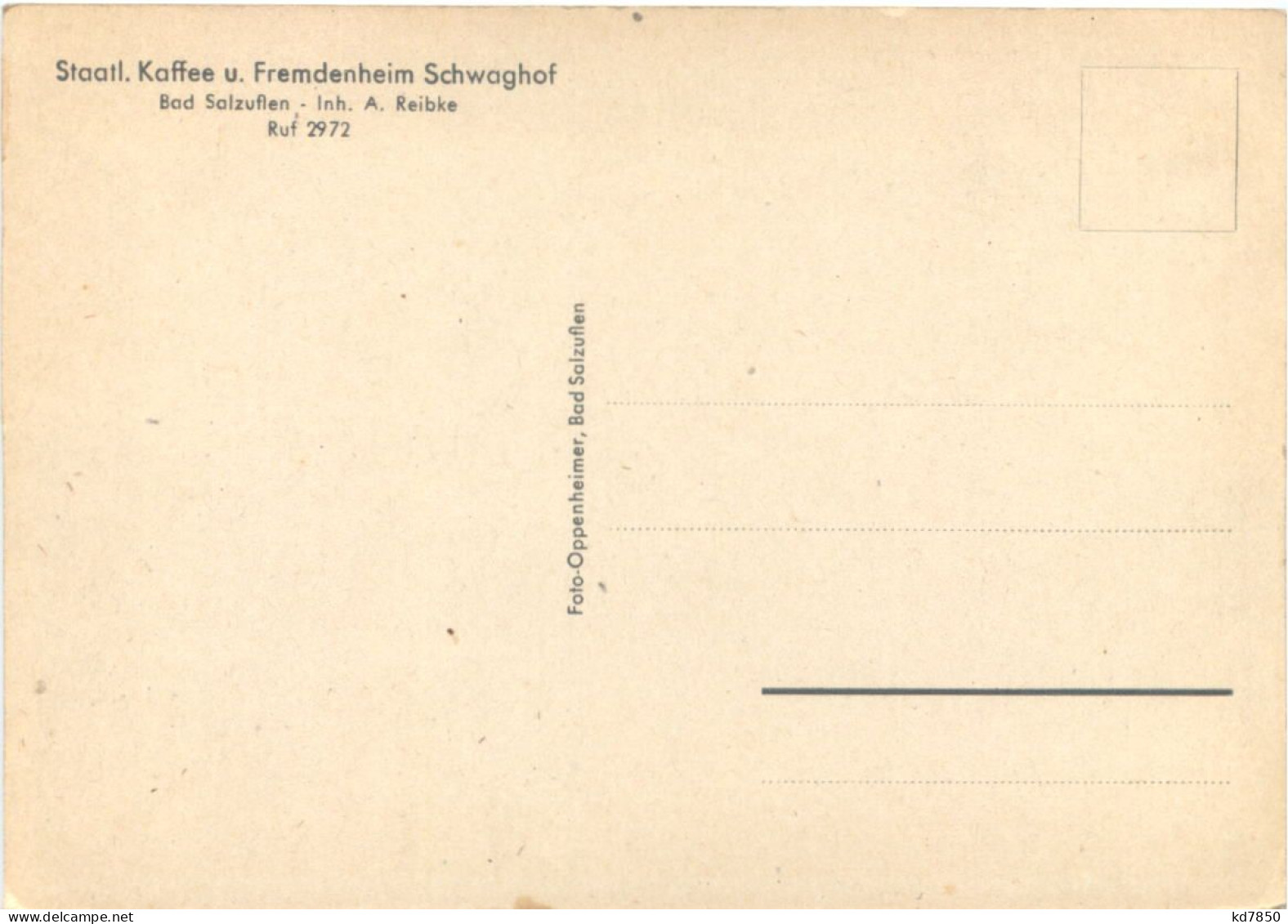 Bad Salzuflen, Staatl. Kaffee Und Fremdenheim Schwaghof - Bad Salzuflen