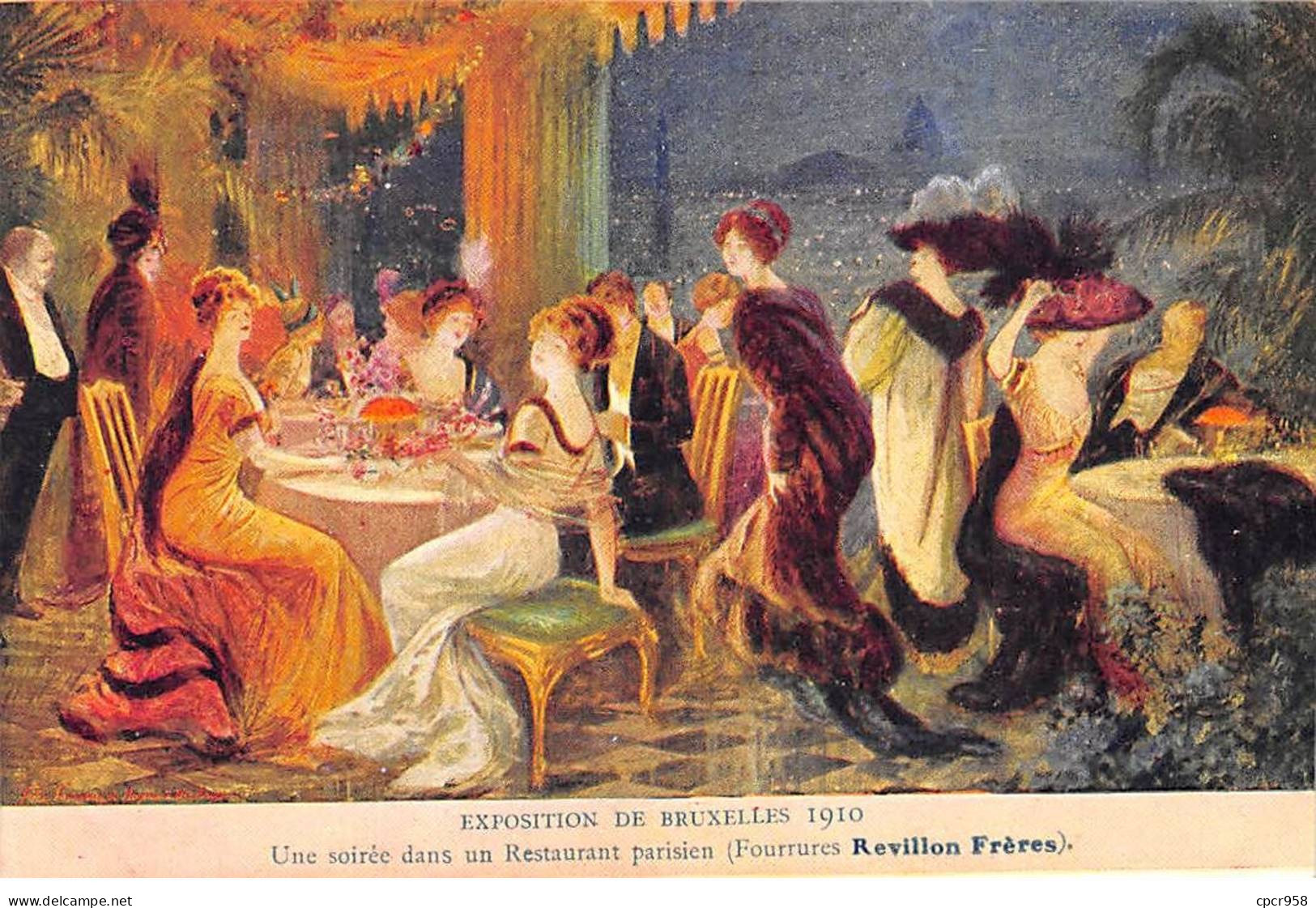BELGIQUE - BRUXELLES - SAN26811 - Exposition 1910- Une Soirée Dans Un Restaurant Parisien (Fourrures Revillon Frères) - Universal Exhibitions