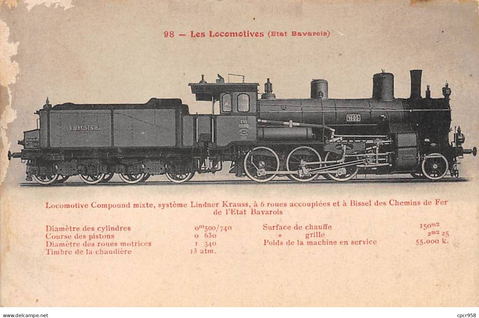 ALLEMAGNE - SAN28995 - Train - Locomotive - Gare - Locomotive Compound Mixte, Système Lindner Krauss - En L'état - Other & Unclassified