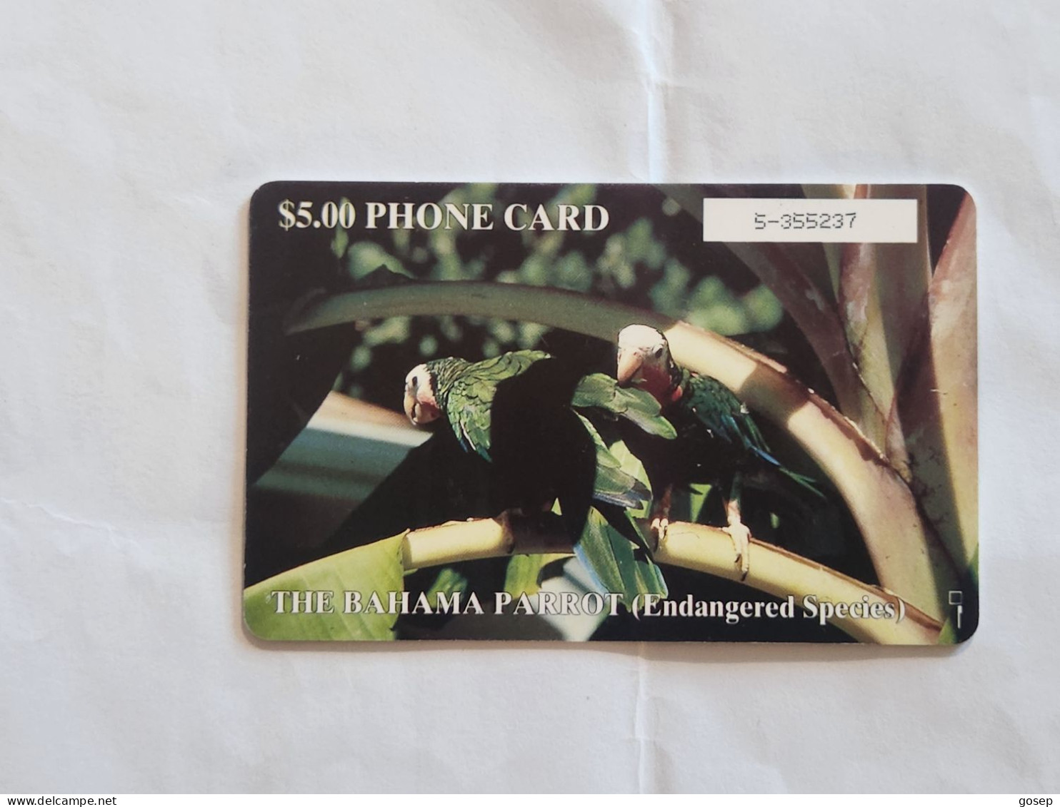 BAHAMAS-(BS-BAT-0005Eb)-Bahamas Parrot-(7)-($ 5.00)-(5-355237)-used Card+1card Prepiad Free - Bahamas