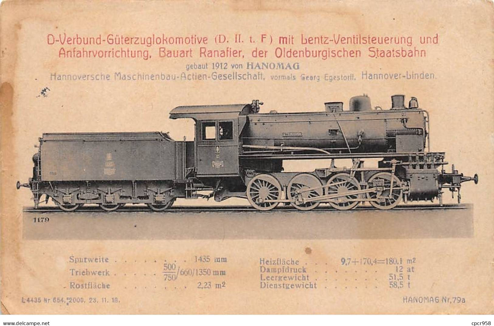 ALLEMAGNE - SAN29033 - Train - Locomotive - Gare - D Verbund Güterzuglokomotive Mit Bentz Ventilsteuerung - Other & Unclassified