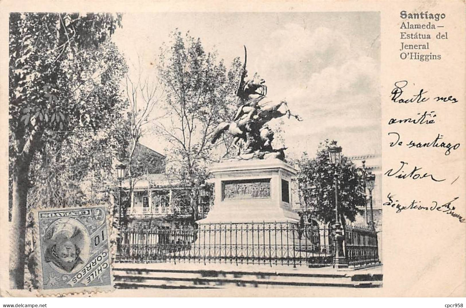 Chili - N°79145 - SANTIAGO - Alameda - Estatua Del Jeneral O'Higgins - Carte Avec Un Bel Affranchissement - Chile