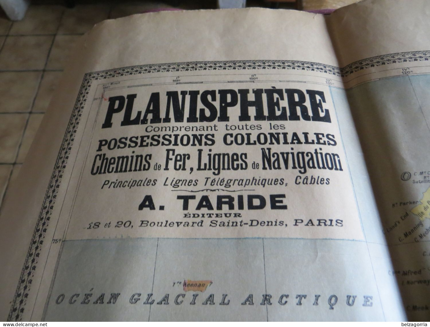 PLANISPHERE A. TARIDE - LES CINQ PARTIES DU MONDE- POSSESSIONS COLONIALES, Chemins De Fer ( Pas Courant ) VOIR SCANS - Cartes Routières