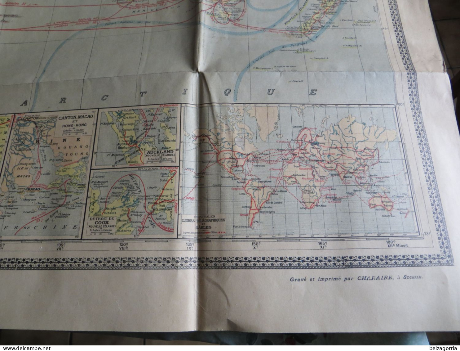 PLANISPHERE A. TARIDE - LES CINQ PARTIES DU MONDE- POSSESSIONS COLONIALES, Chemins de Fer ( pas courant ) VOIR SCANS