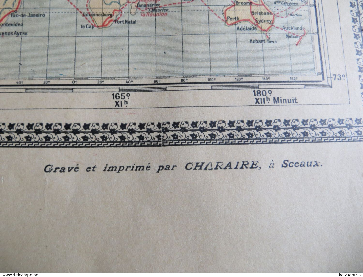 PLANISPHERE A. TARIDE - LES CINQ PARTIES DU MONDE- POSSESSIONS COLONIALES, Chemins de Fer ( pas courant ) VOIR SCANS