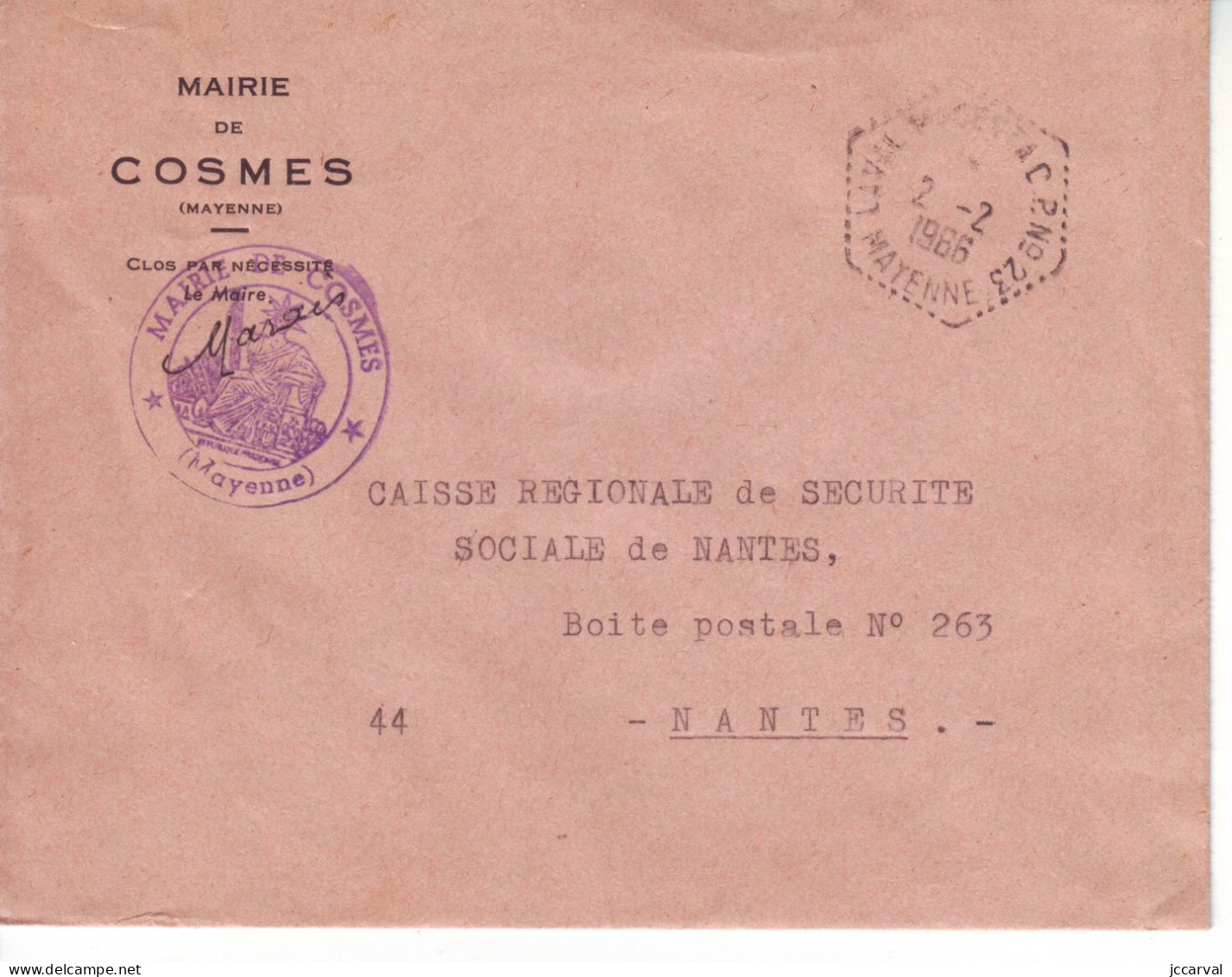 Mayenne Réseau Automobile Rural - Laval Magenta CP N°23 - Type F7 - Cosmes - Manual Postmarks