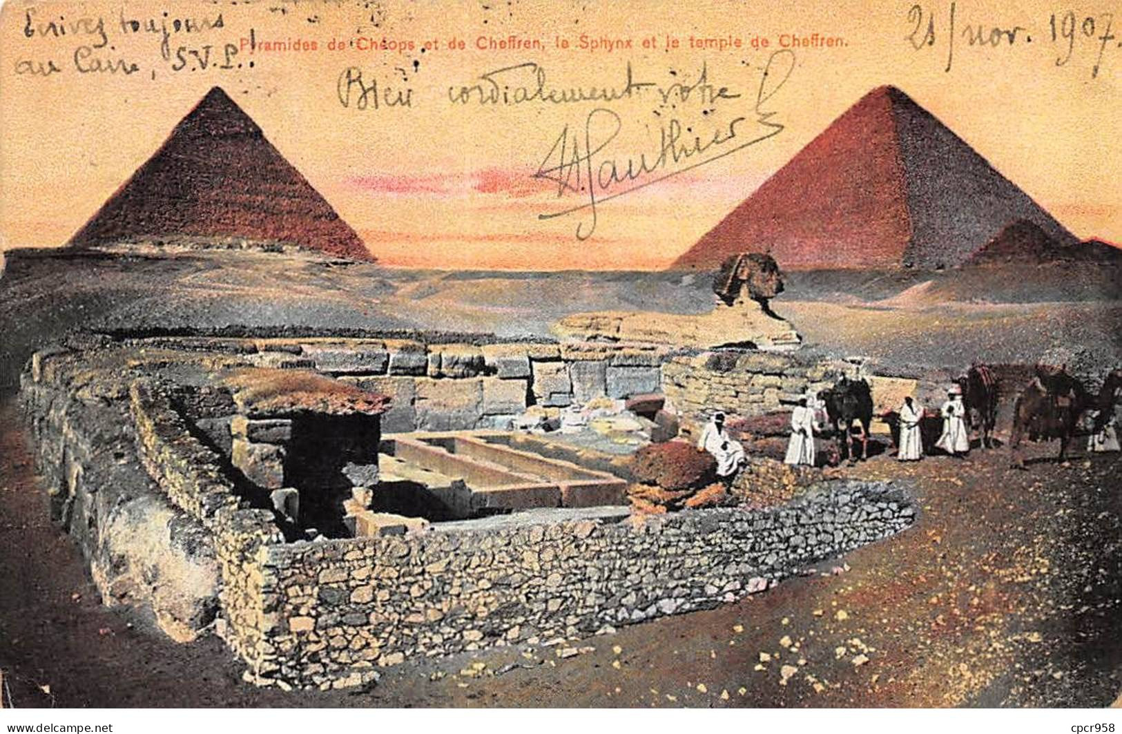 EGYPTE - SAN35959 - Pyramides De Cheops Et De Cheffren Le Sphynx Et Le Temple De Cheffren - Carte Postal Maximum - Sonstige & Ohne Zuordnung