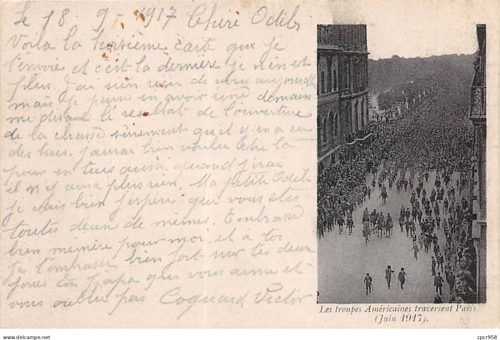 ETATS UNIS - SAN36019 - Les Troupes Américaines Traversent Paris (Juin 1917) - Autres & Non Classés