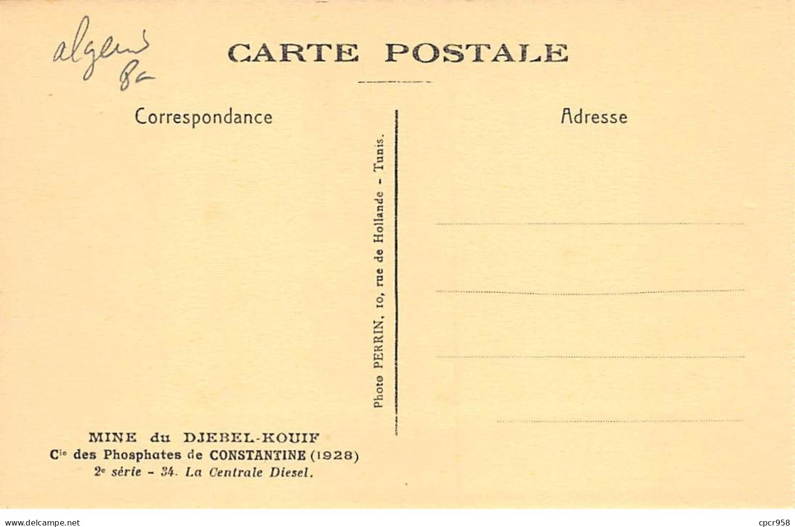 ALGERIE - CONSTANTINE - SAN35926 - Mine Du Djebel Kouif - La Centrale Diesel - Other & Unclassified