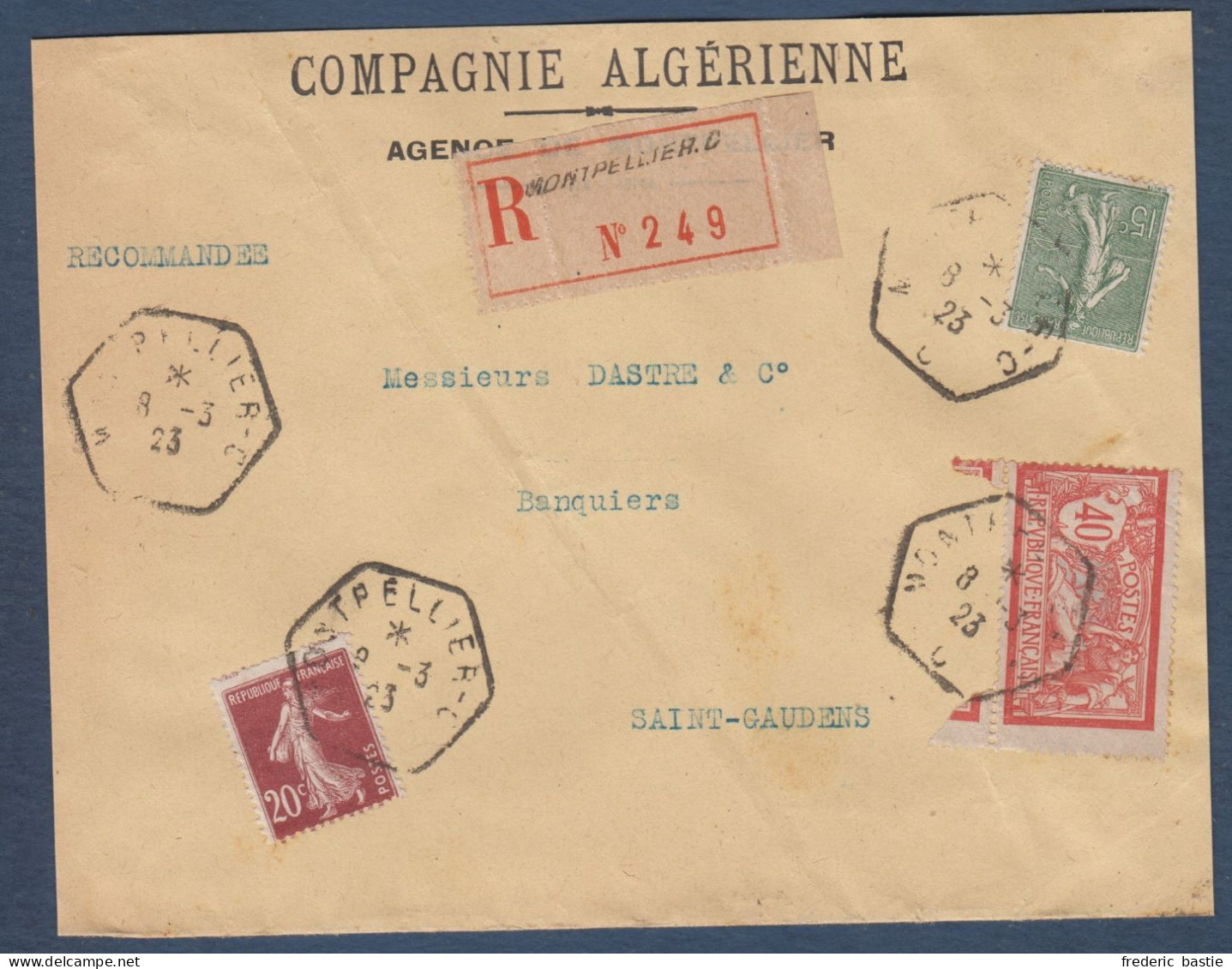 Hérault  -  Enveloppe Recommandée  Cachet Hexagonal MONTPELLIER C - 1921-1960: Modern Period