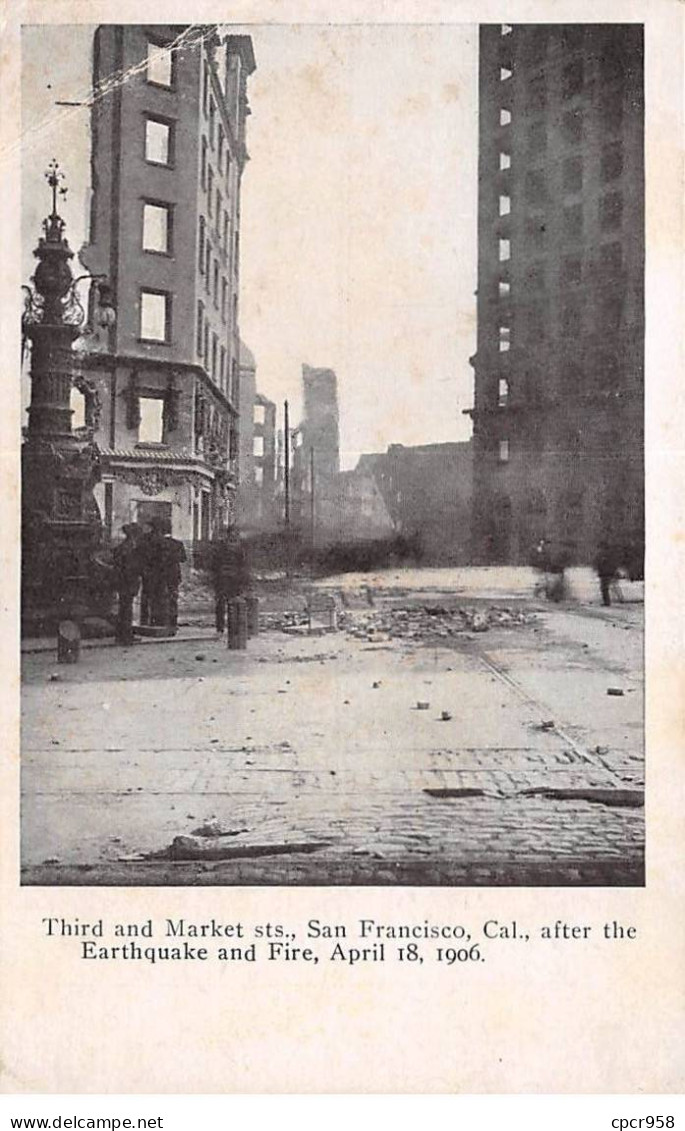 ETATS UNIS - SAN FRANCISCO - SAN39443 - Third And Market Sts, After The Earthquake And Fire - April 18, 1906 - San Francisco