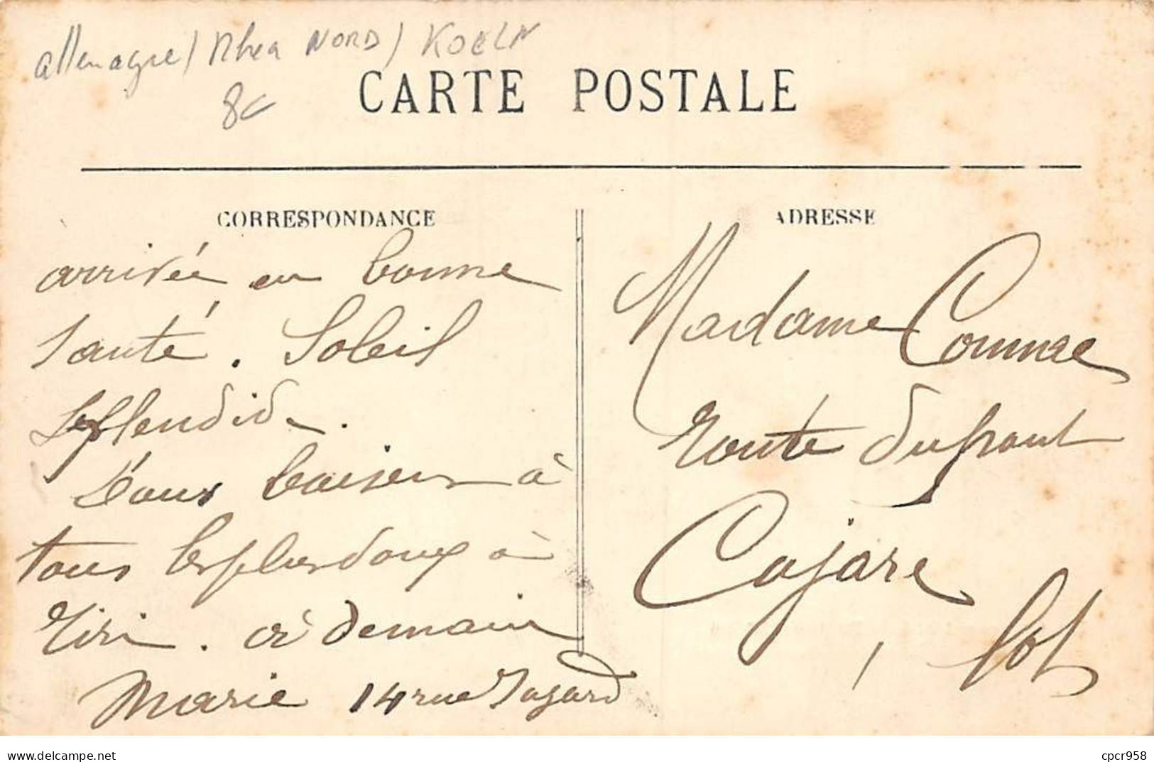 ALLEMAGNE - COLOGNE - SAN39495 - Prisonniers Français En Allemagne - Blessés Internés - La Guerre 1914 - Koeln