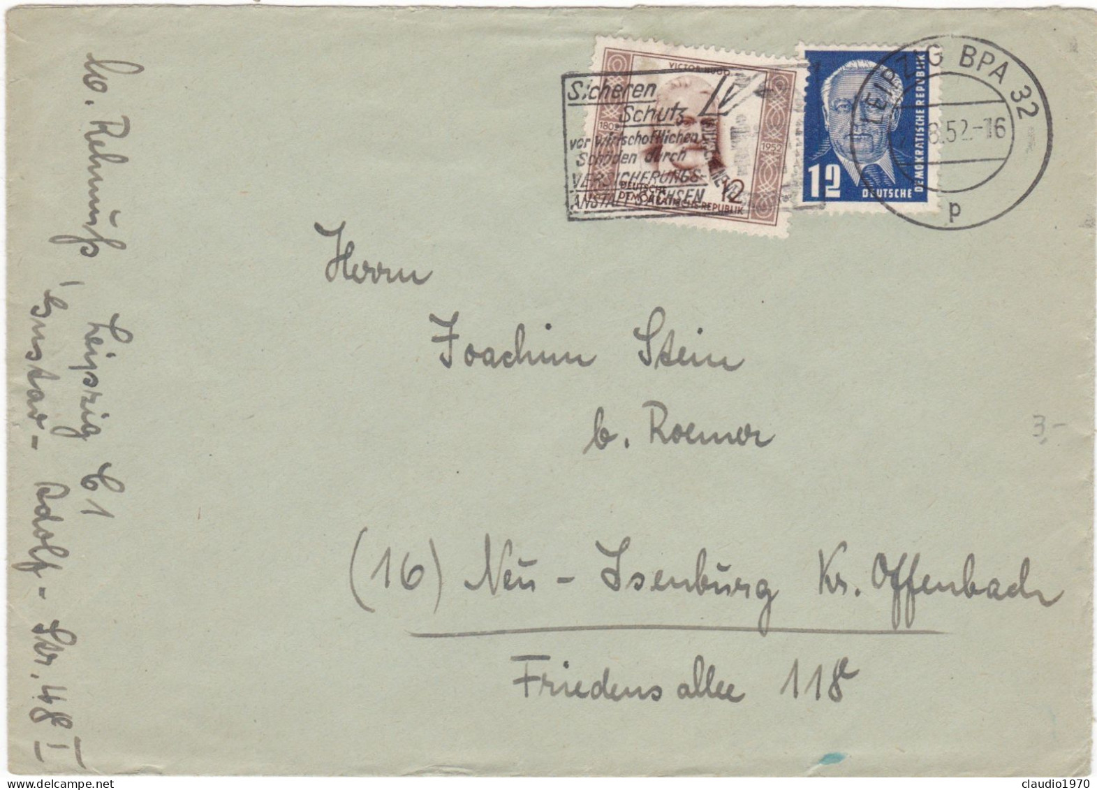 GERMANIA - STORIA POSTALE - BUSTA - 1952 - Sonstige & Ohne Zuordnung