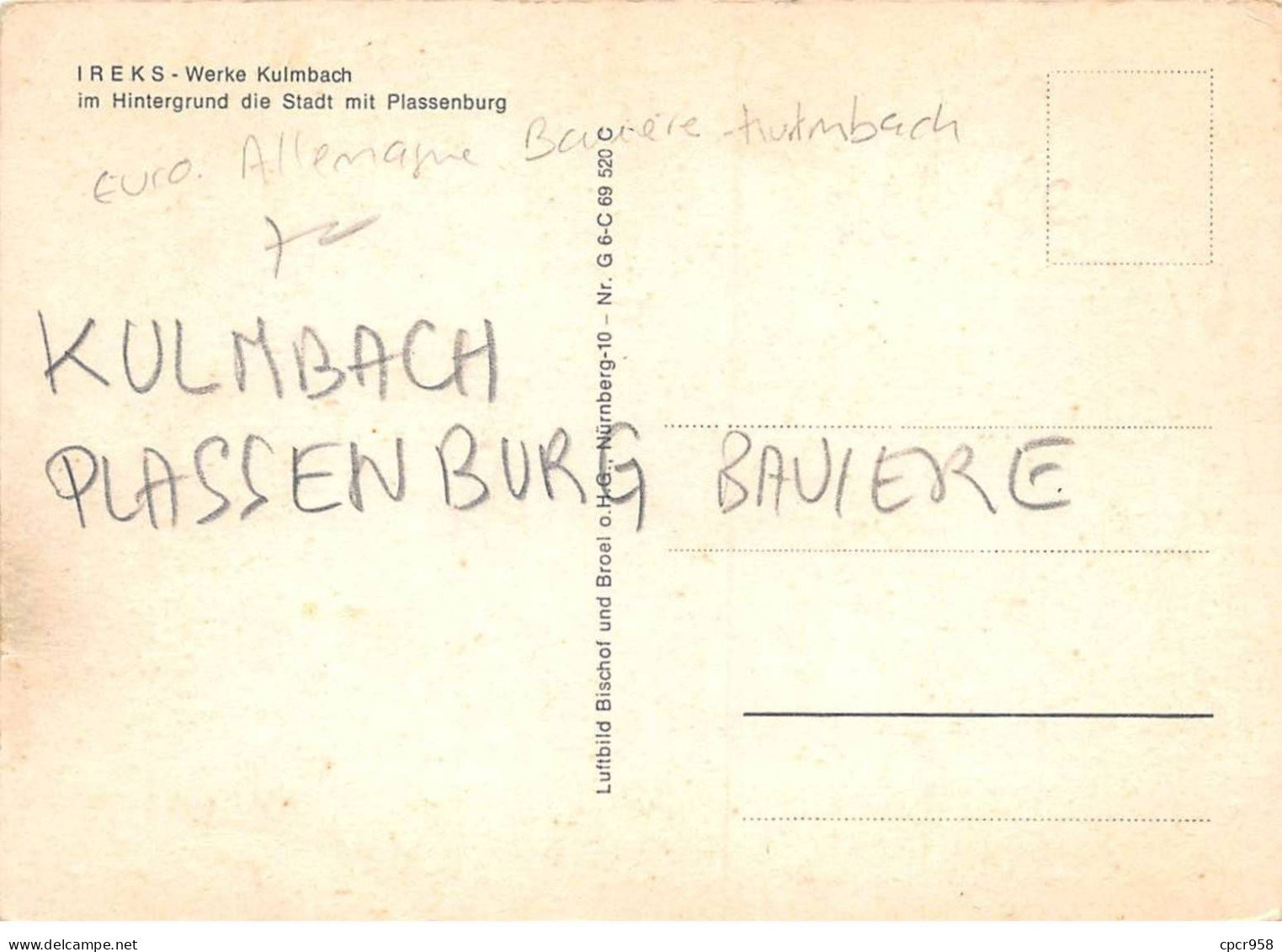 ALLEMAGNE - KULMBACH - SAN42915 - IREKS - Werke Kulmbach Im Hintergrund Die Stadr Mit Plassenburg - CPSM 15x10 Cm - Kulmbach