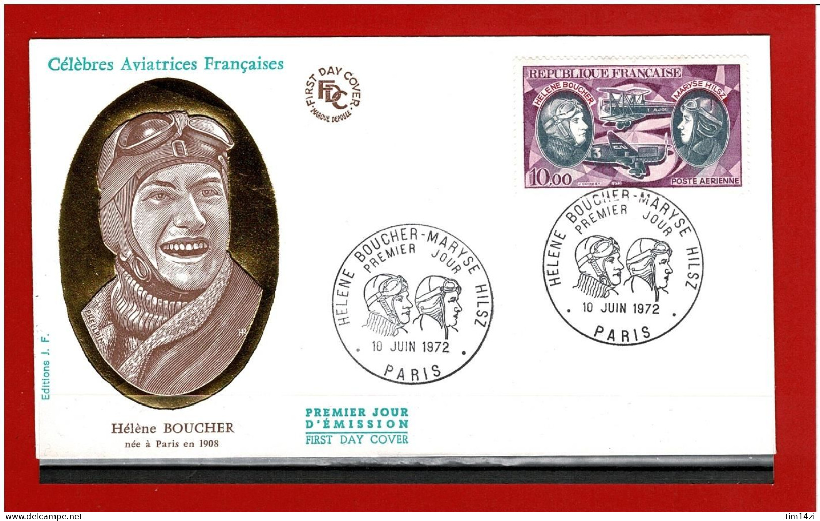 F.D.C - 1972 - N° PA 47  - ENVELOPPE PREMIER JOUR - 10 JUIN 1972 - PARIS - HELENE BOUCHER - COTE : 11.00€ - 1970-1979