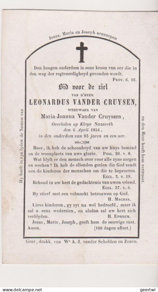 Van Der Cruysen Van Der Cruyssen Nazareth De Pinte 1854 - Devotion Images