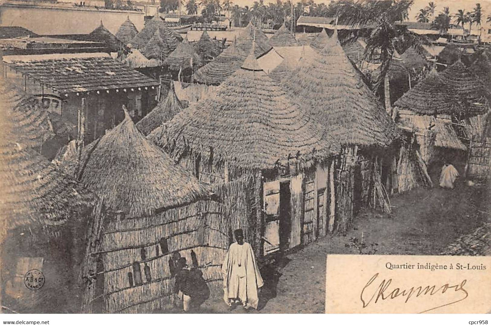 SENEGAL - SAN56371 - Quartier Indigène à St Louis - Cachet Militaire - Senegal