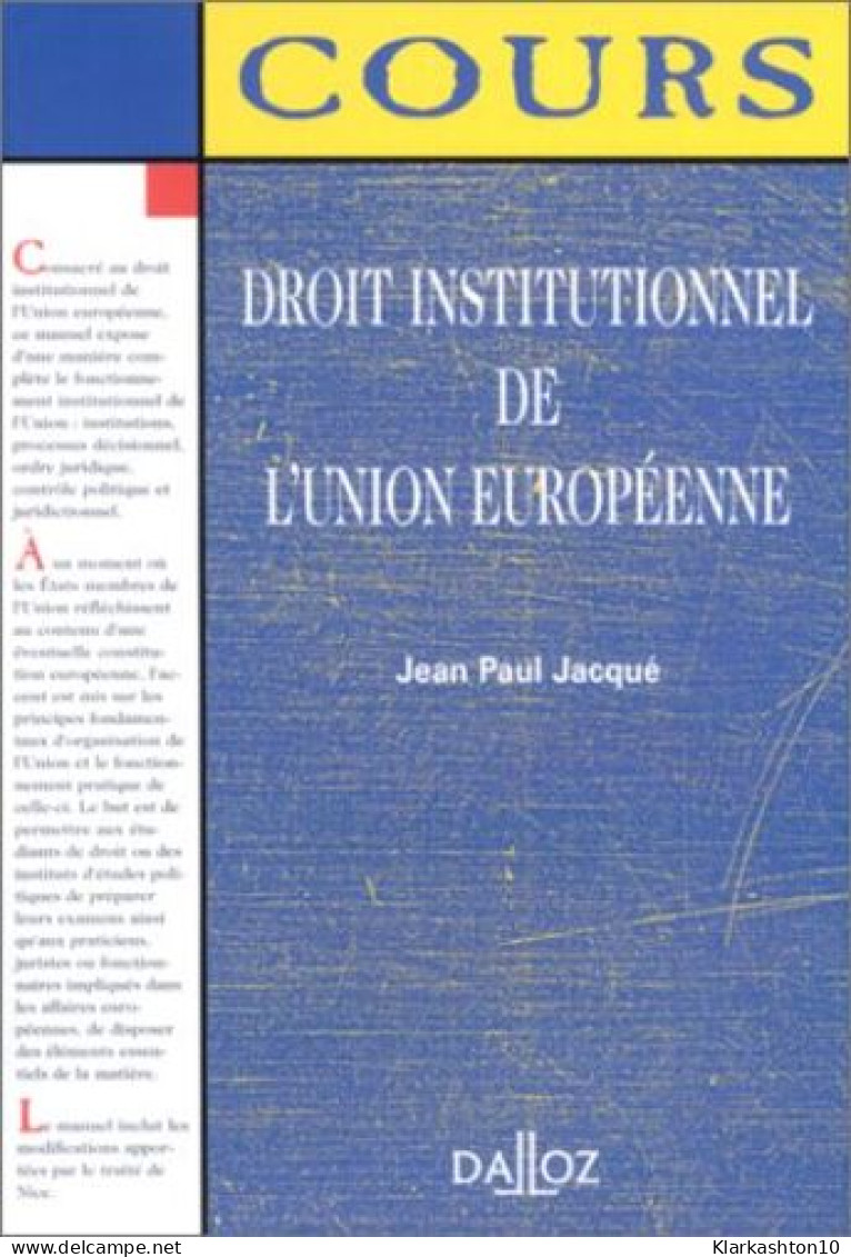 Droit Institutionnel De L'Union Européenne - Other & Unclassified