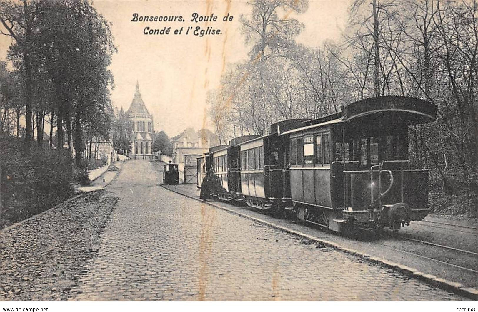 BELGIQUE - SAN48455 - Bonsecours - Route De Condé Et L'Eglise - Train - Péruwelz