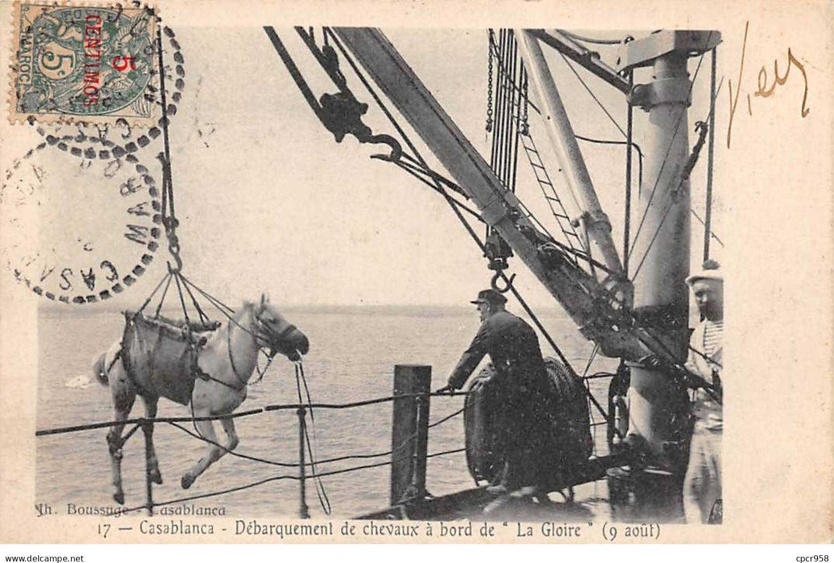 MAROC - SAN51122 - Casablanca - Débarquement De Chevaux à Bord De "La Gloire" - Casablanca