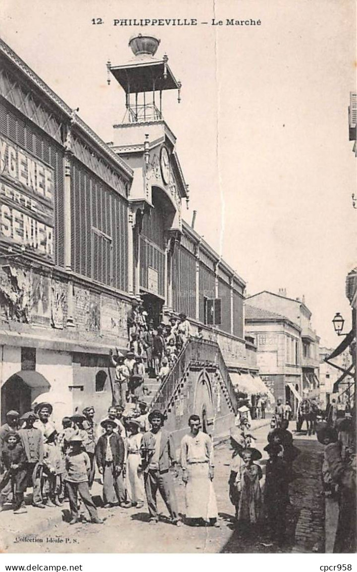 ALGERIE - SAN63805 - Philippeville - Le Marché - En L'état - Pli Important - Autres & Non Classés