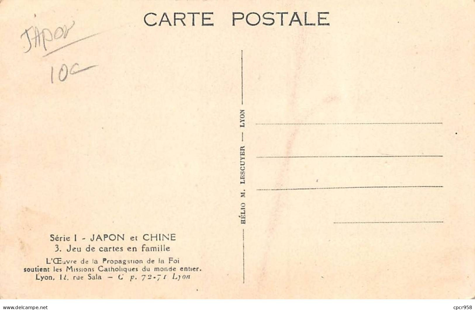 JAPON - SAN63785 - Et Chine - Jeu De Cartes En Famille - L'Åuvre De La Propagation De La Foi Soutient Les Missions - Yokohama