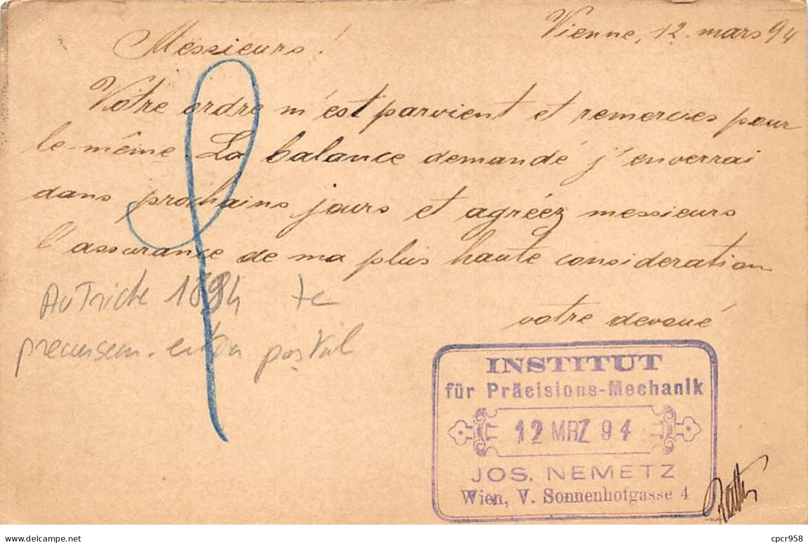 AUTRICHE - SAN45578 - Carte Précurseur - Entier Postal - 1894 - Other & Unclassified