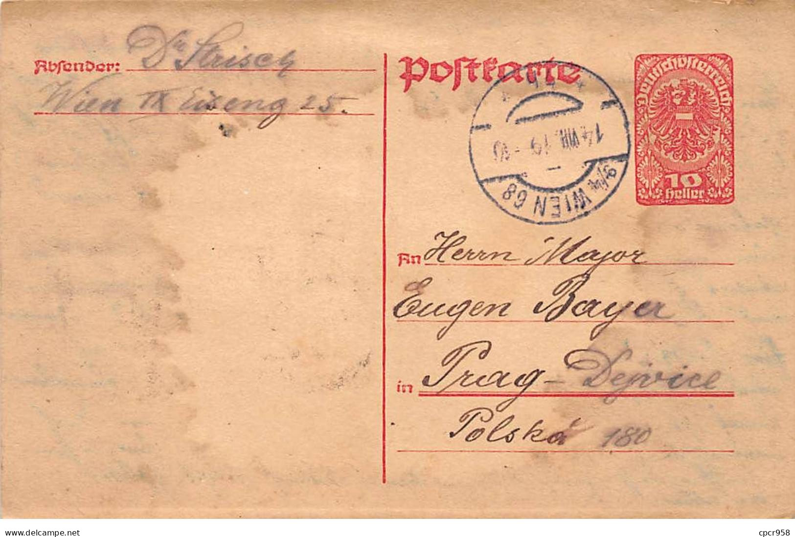 AUTRICHE - SAN45598 - 1919 - Entier Postal - Other & Unclassified