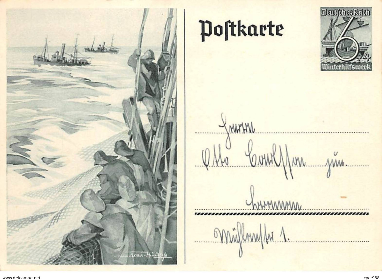 Allemagne - N°91642 - Pêcheurs Dans Un Bateau - Militaires - Entier Postal - Other & Unclassified