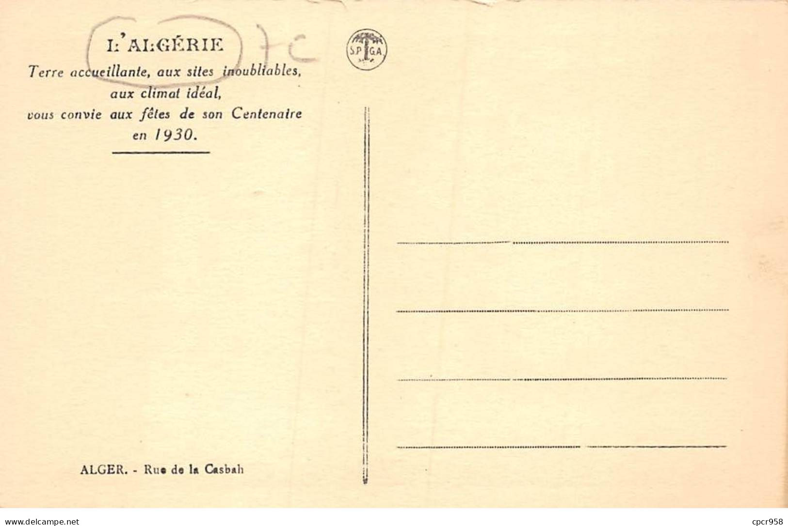 ALGERIE - SAN64591 - Fête D Son Centenaire En 1930 - Terre Accueillante Aux Sites Inoubliables - Batna