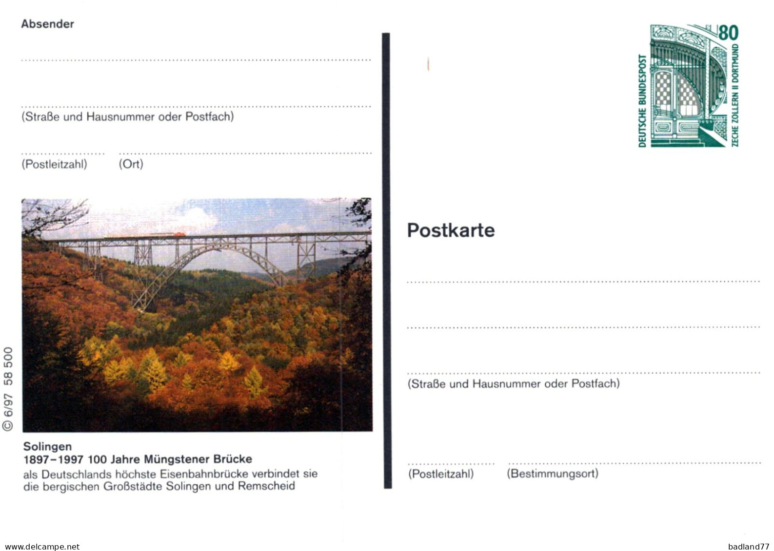 Deutsche Bundespost - Postkarte - 80 Pfg - Autres & Non Classés
