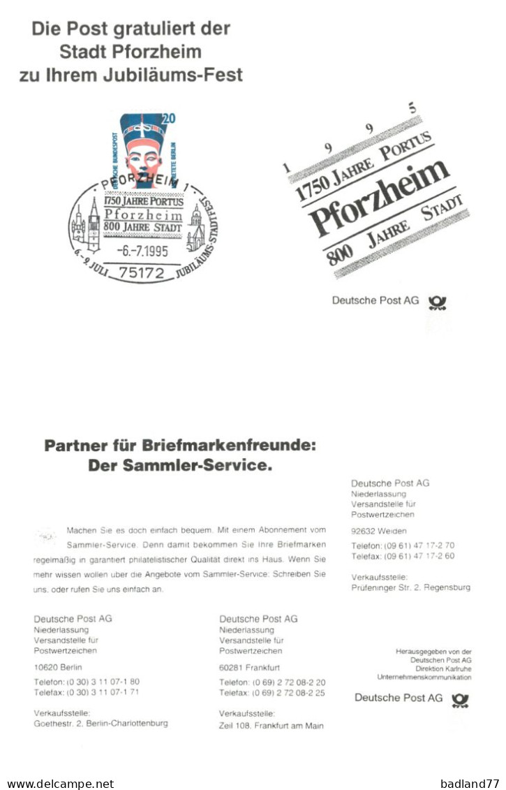 Deutsche Bundespost - 800 Jahre Pforzheim - 1995 - Other & Unclassified