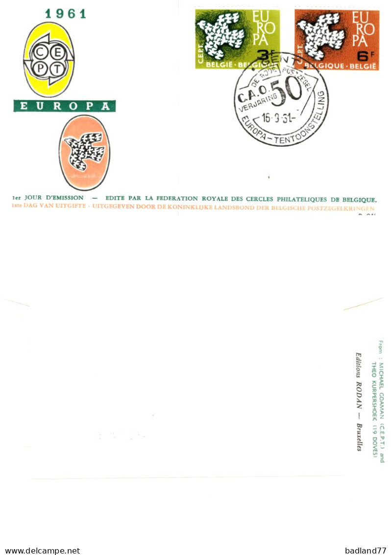 FDC - Belgique Belgie - Europa 1961 - Other & Unclassified