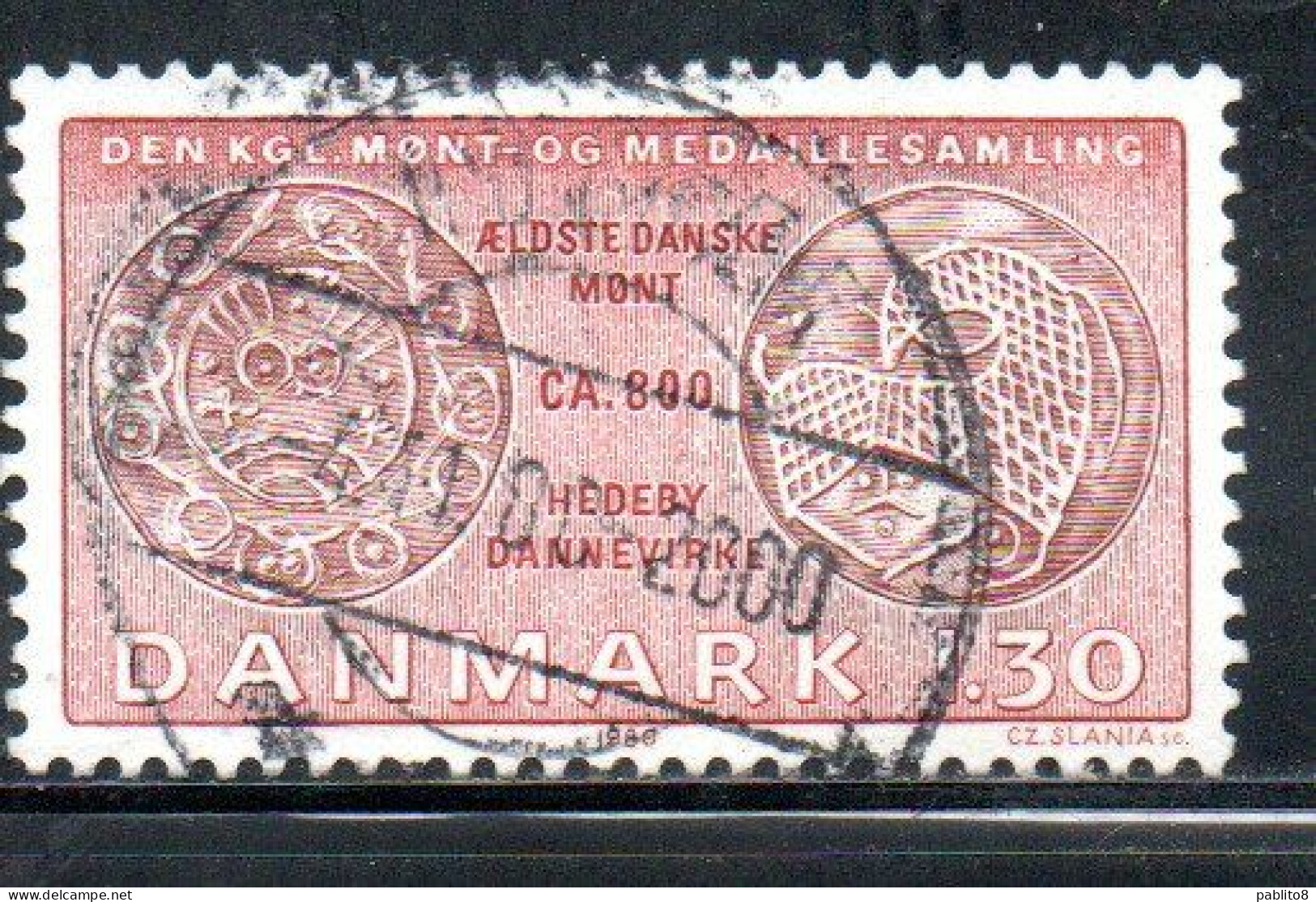 DANEMARK DANMARK DENMARK DANIMARCA 1980 COINS FRISIAN SHEAT FACSIMILE 1.30k USED USATO OBLITERE - Oblitérés