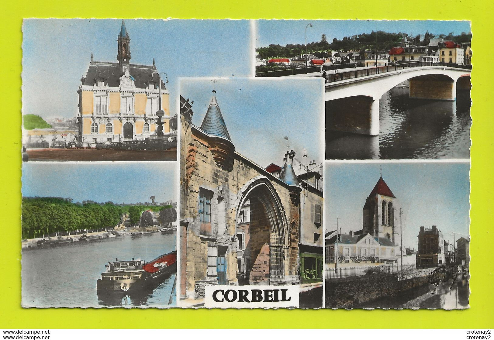 91 CORBEIL ESSONNES N°9 068 Hôtel De Ville Nouveau Pont Cloître St Spire Photographe Péniche Citroën 2CV Camionnette - Corbeil Essonnes