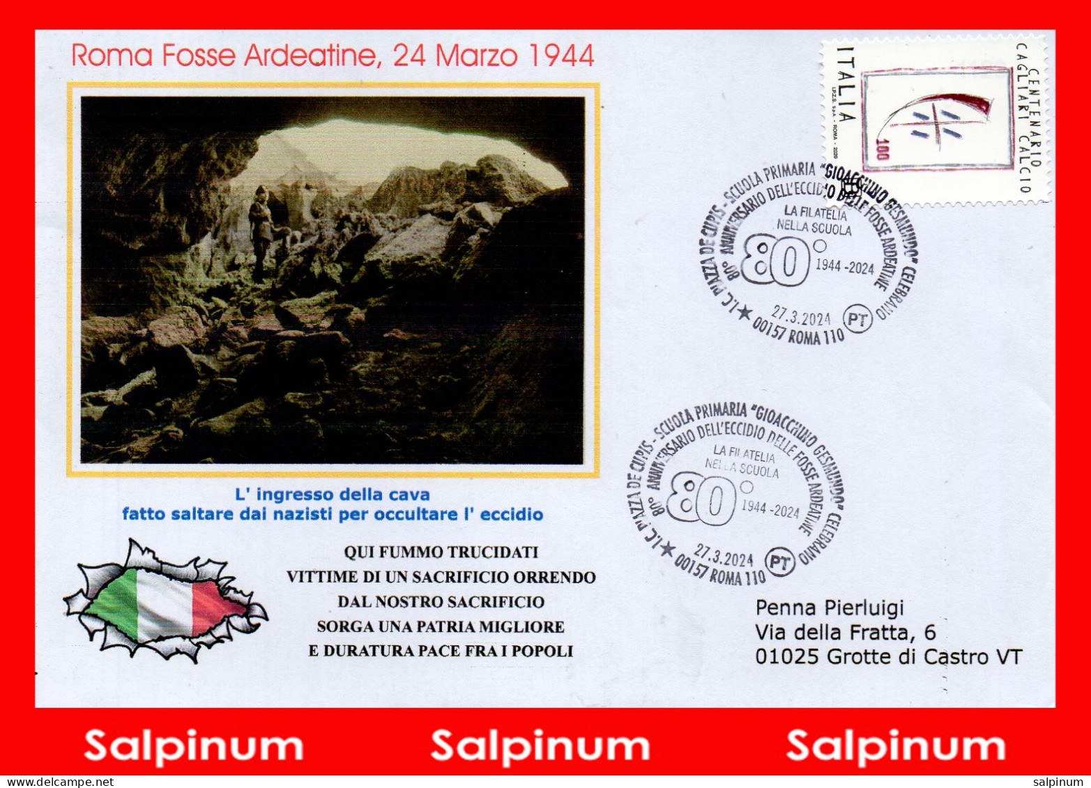 ANNULLO ANNIVERSARIO 80° ECCIDIO DELLE FOSSE ARDEATINE - 2021-...: Marcophilie