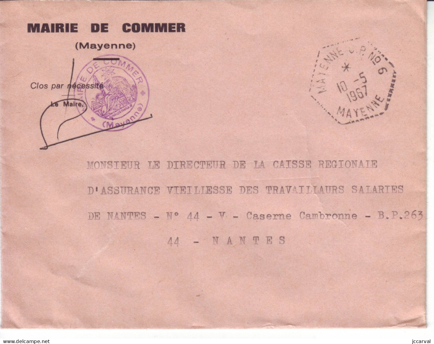 Mayenne Réseau Automobile Rural - Mayenne CP N°6 - Type F7 - Commer - Manual Postmarks