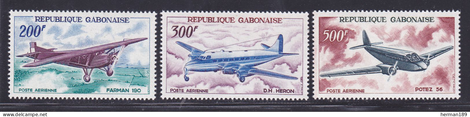 GABON AERIENS N°   52 à 54 ** MNH Neufs Sans Charnière, TB (D7546) Anciens Avions - 1967 - Gabon