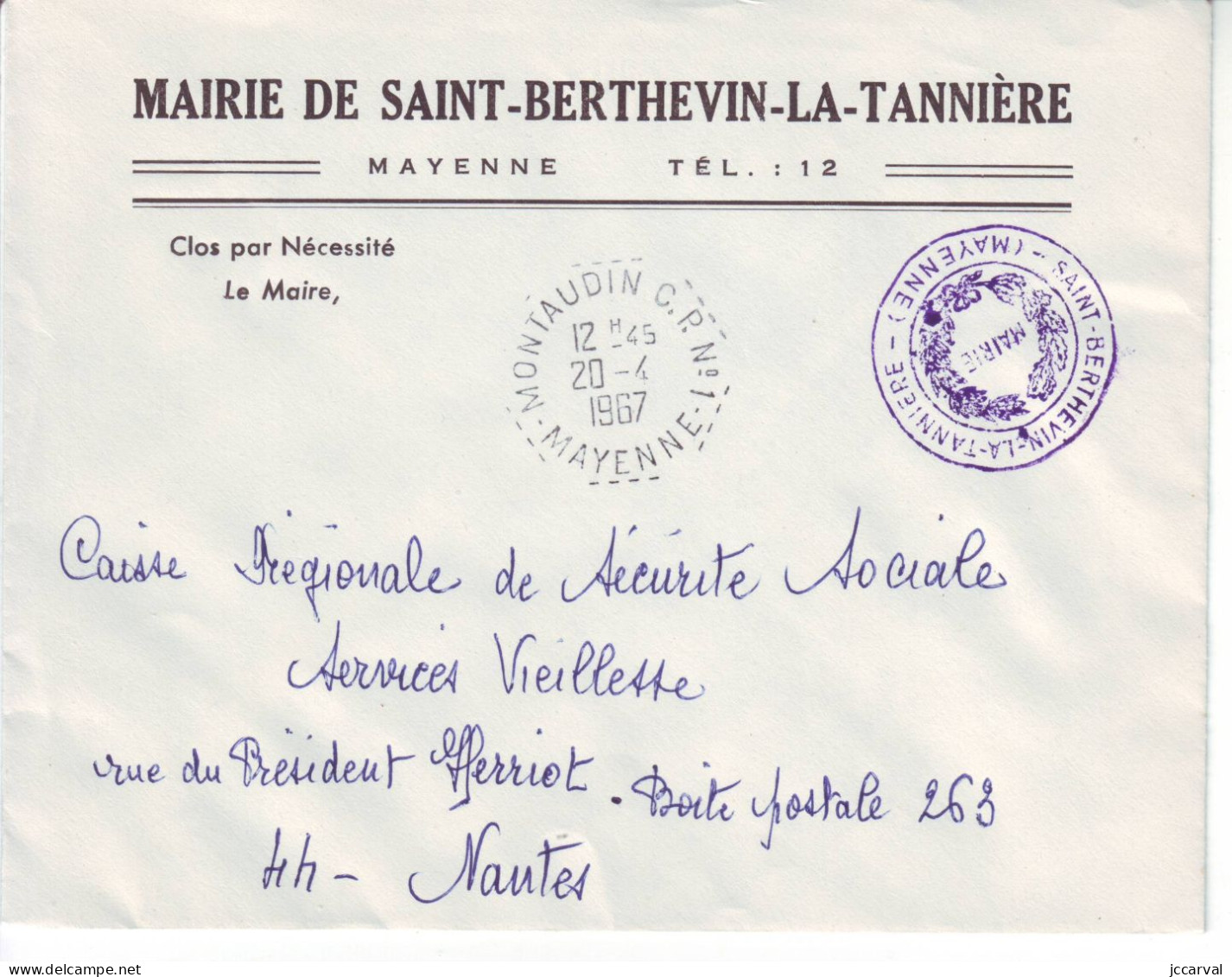 Mayenne Réseau Automobile Rural - Montaudin CP N°1 - Type F8 - St Berthevin La Tannière - Manual Postmarks