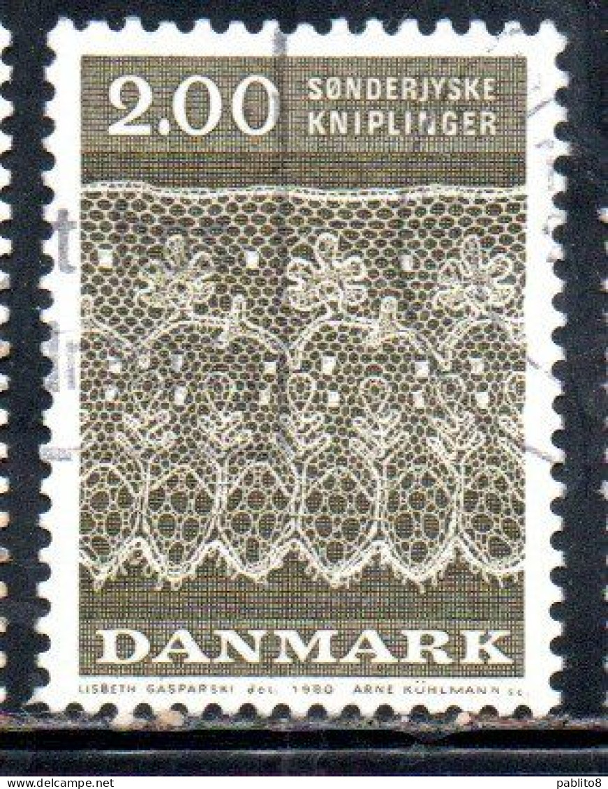 DANEMARK DANMARK DENMARK DANIMARCA 1980 TONDER LACE PATTERNS PATTERN NORTH SCHLESWIG 2k USED USATO OBLITERE - Oblitérés