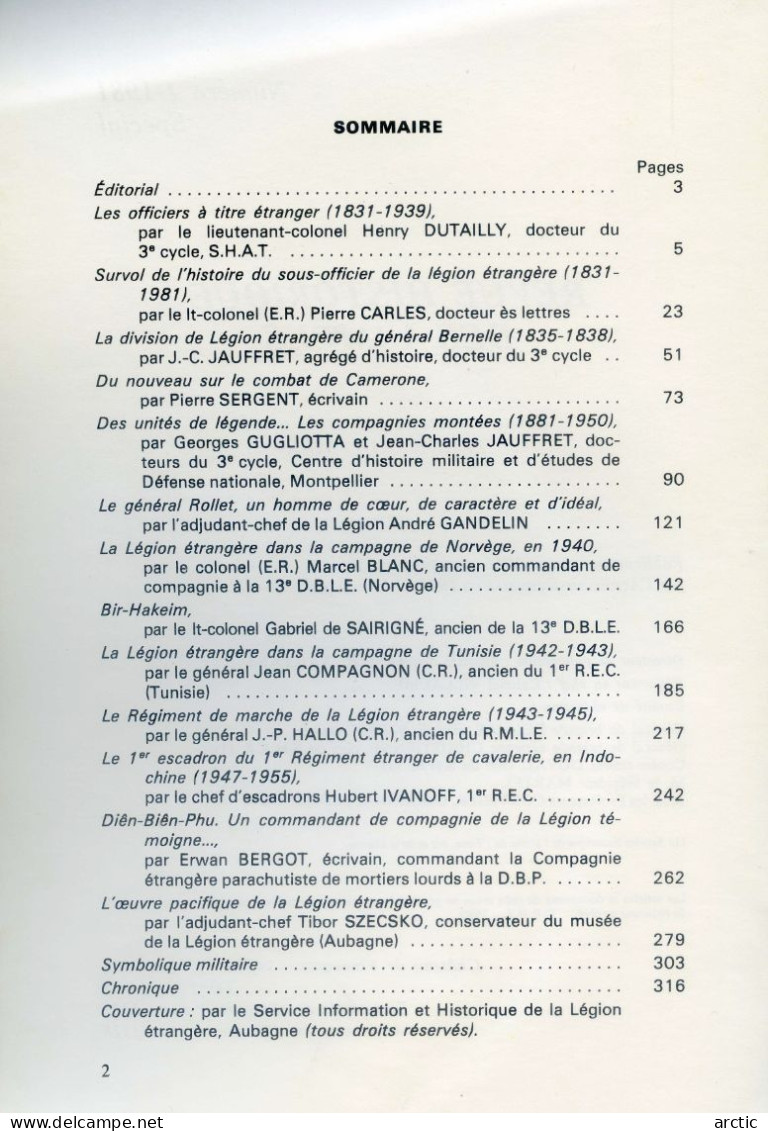 Revue Historique Des Armées    Numéro Spécial Légion Etrangère  N°1 1981 - Geschichte