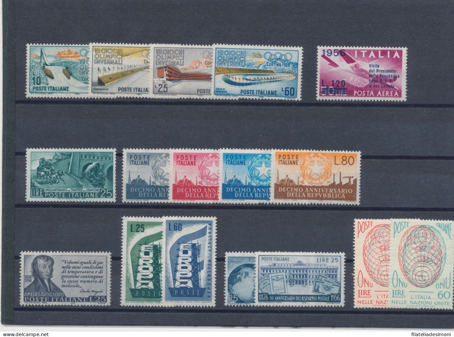 1956 Italia Repubblica, Francobolli Nuovi, Annata Completa 17 Valori, MNH** - Full Years