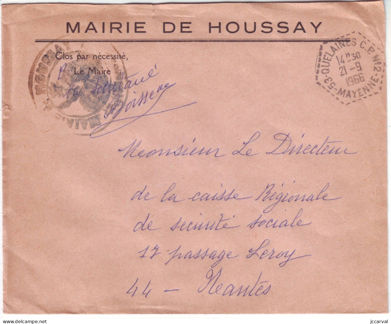 Mayenne Réseau Automobile Rural - Quelaines CP N°2 - Type G9 - Houssay - Manual Postmarks