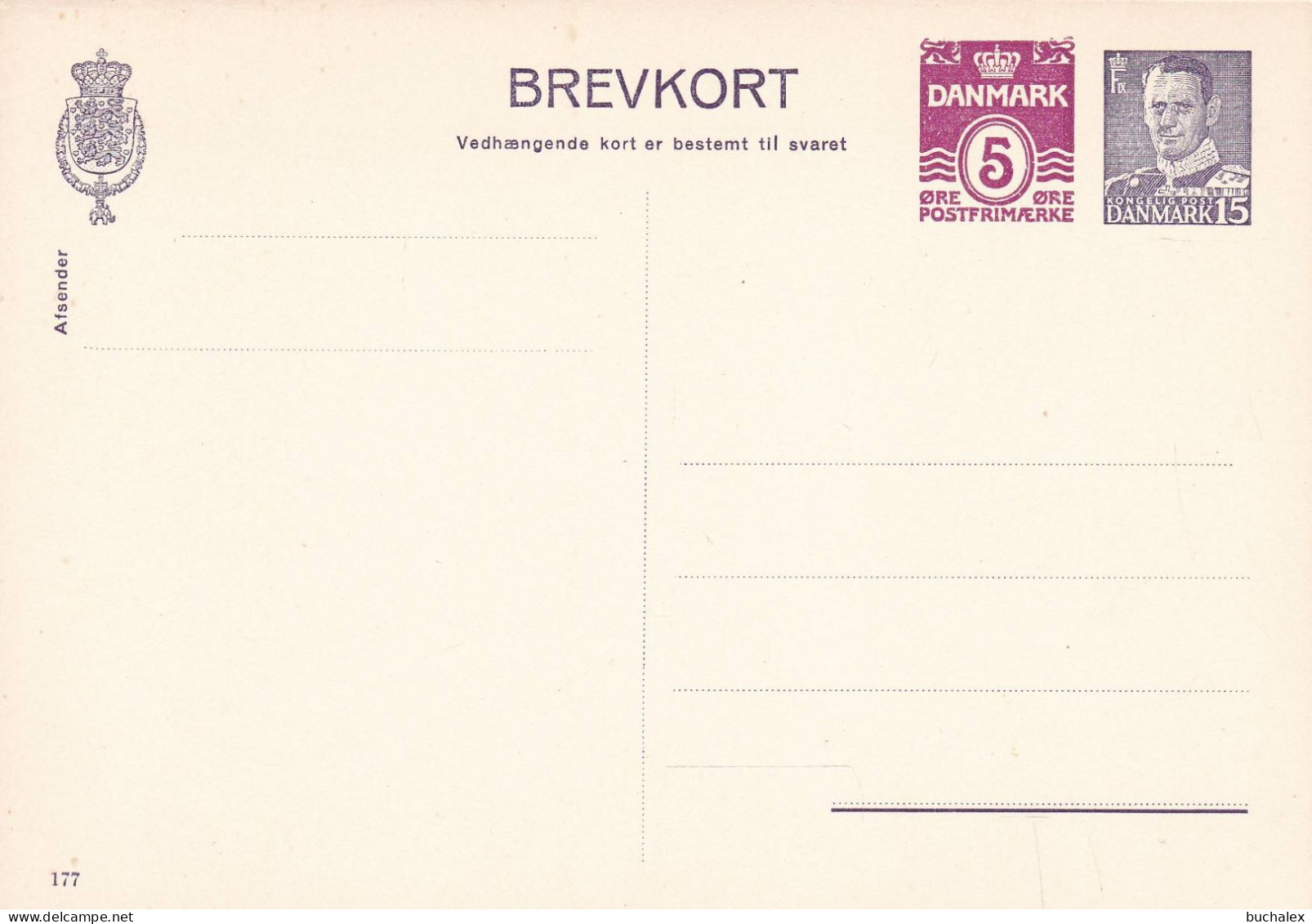 Dänemark Brevkort Med Betald Svar 5+15 öre Ungelaufen - Postal Stationery