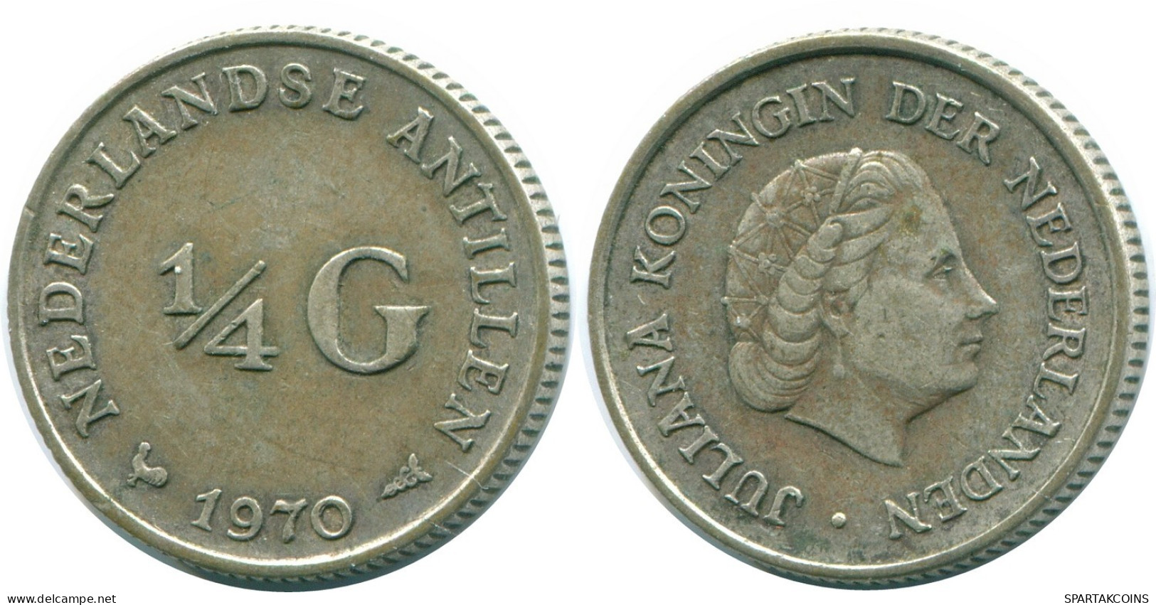 1/4 GULDEN 1970 NIEDERLÄNDISCHE ANTILLEN SILBER Koloniale Münze #NL11705.4.D.A - Antille Olandesi