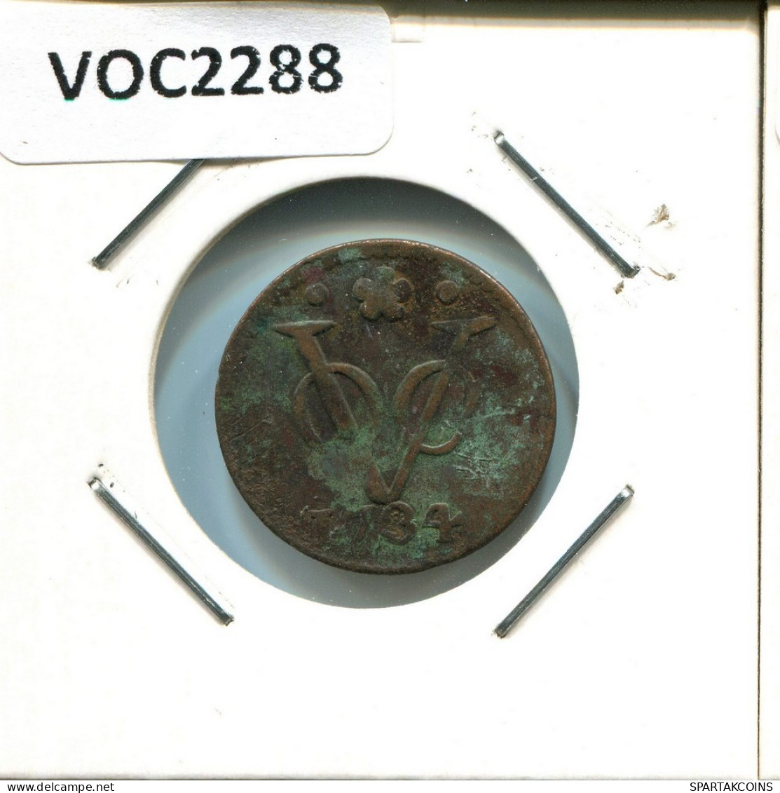 1734 HOLLAND VOC DUIT NIEDERLANDE OSTINDIEN NY COLONIAL PENNY #VOC2288.7.D.A - Indie Olandesi