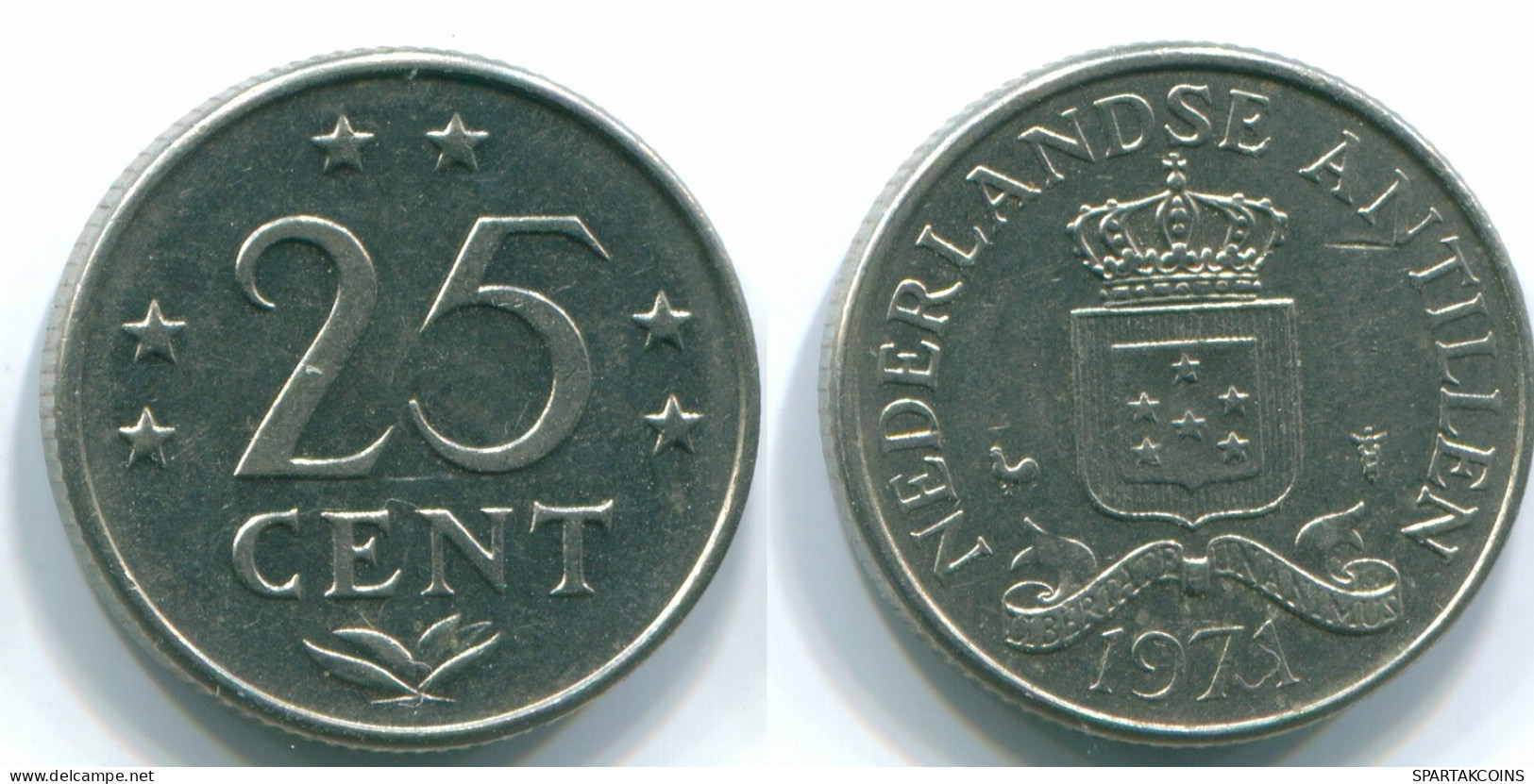25 CENTS 1971 ANTILLES NÉERLANDAISES Nickel Colonial Pièce #S11551.F.A - Antille Olandesi