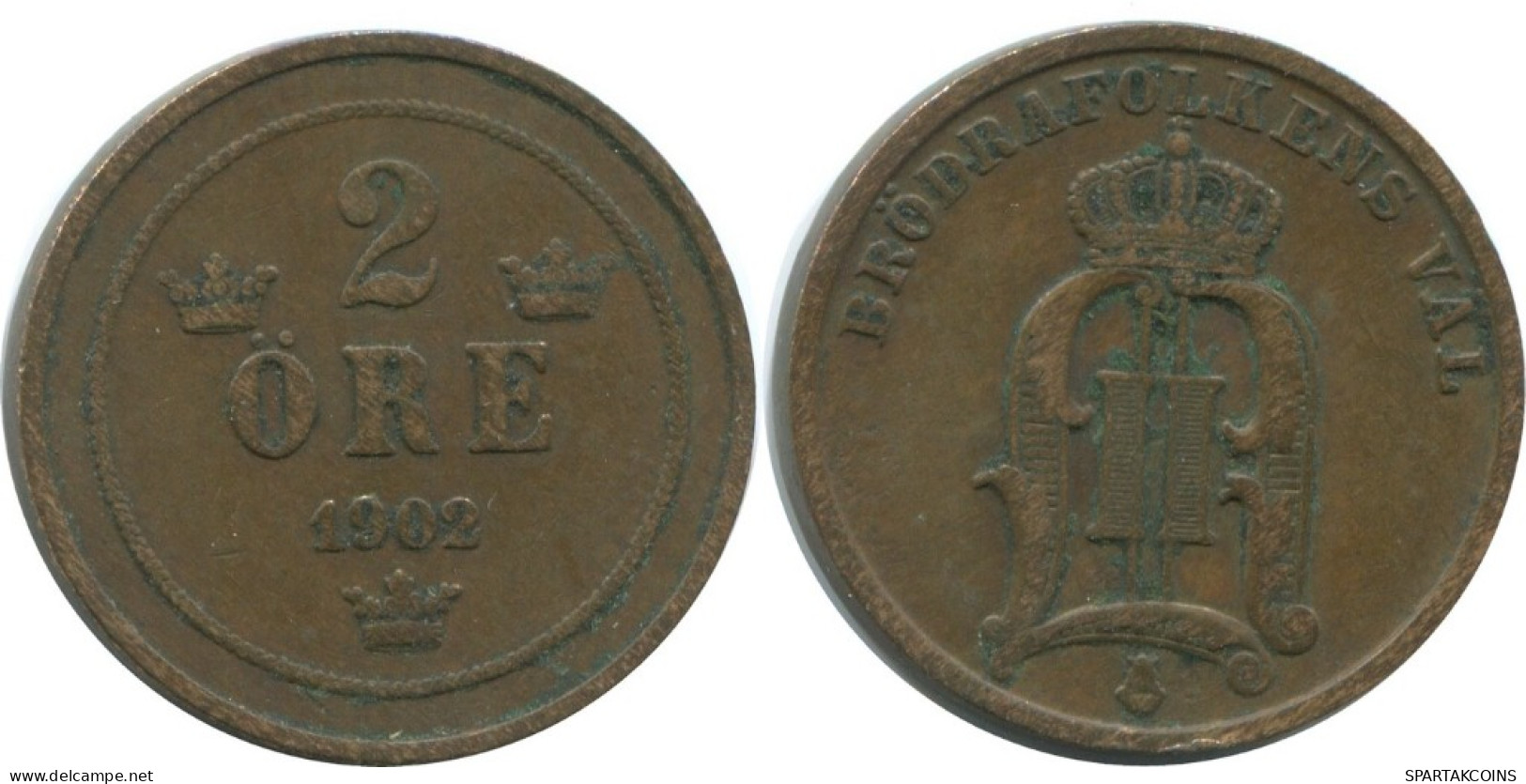 2 ORE 1902 SUÈDE SWEDEN Pièce #AC992.2.F.A - Sweden